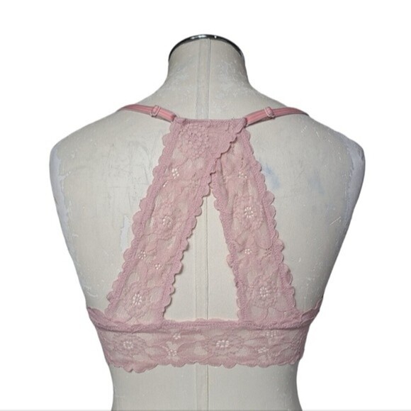 Aerie Pink Lace Back Opening Adjustable Strap Bralette S - Picture 4 of 6